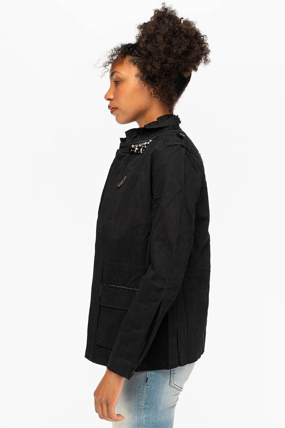 MILITARY JACKET WITH CRYSTALS IN BLACK - Image 5