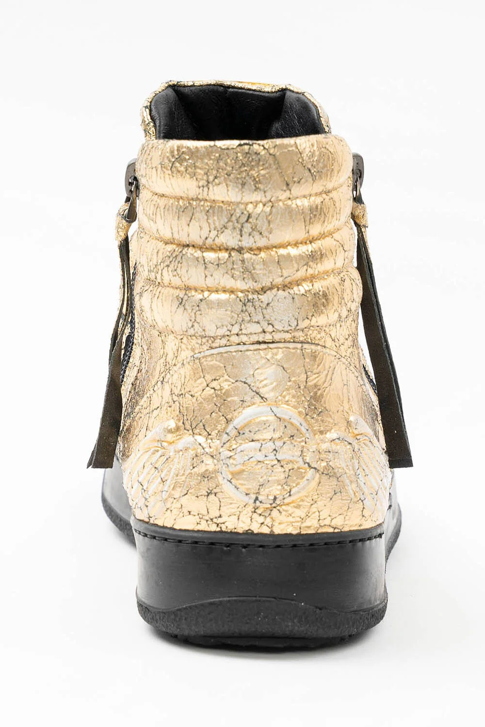 MENS MID TOP BIKER SHOES IN CRACKLED GOLD - Image 4