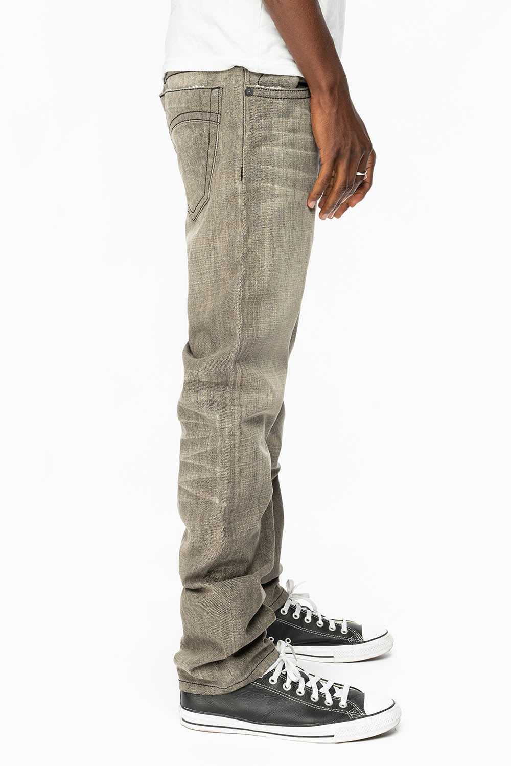 CLASSIC 5 POCKET SLIM LEG JEANS IN GREY 3D LIGHT WASH - Image 2