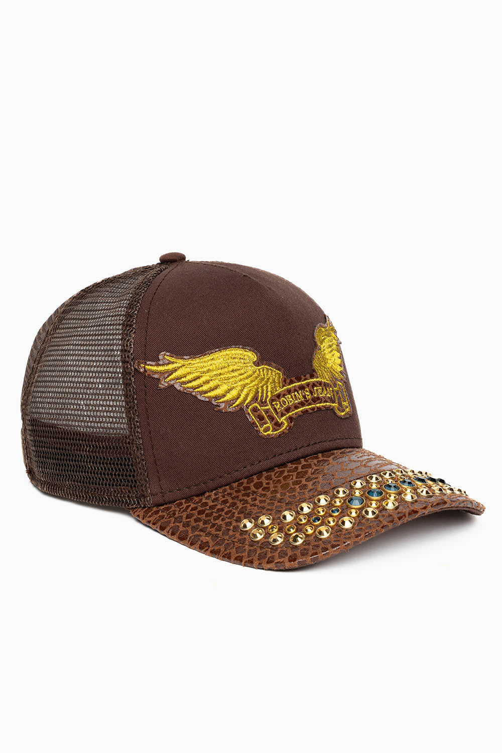 BROWN PYTHON TRUCKER HAT WITH MONTANA BLUE AND AURUM CRYSTALS - Image 2