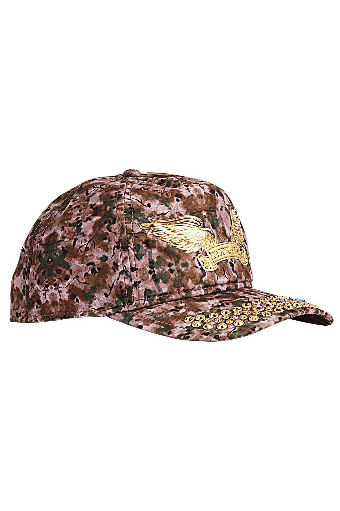 GREEN CAMO SNAPBACK WITH GOLD & RED CRYSTALS - Image 2