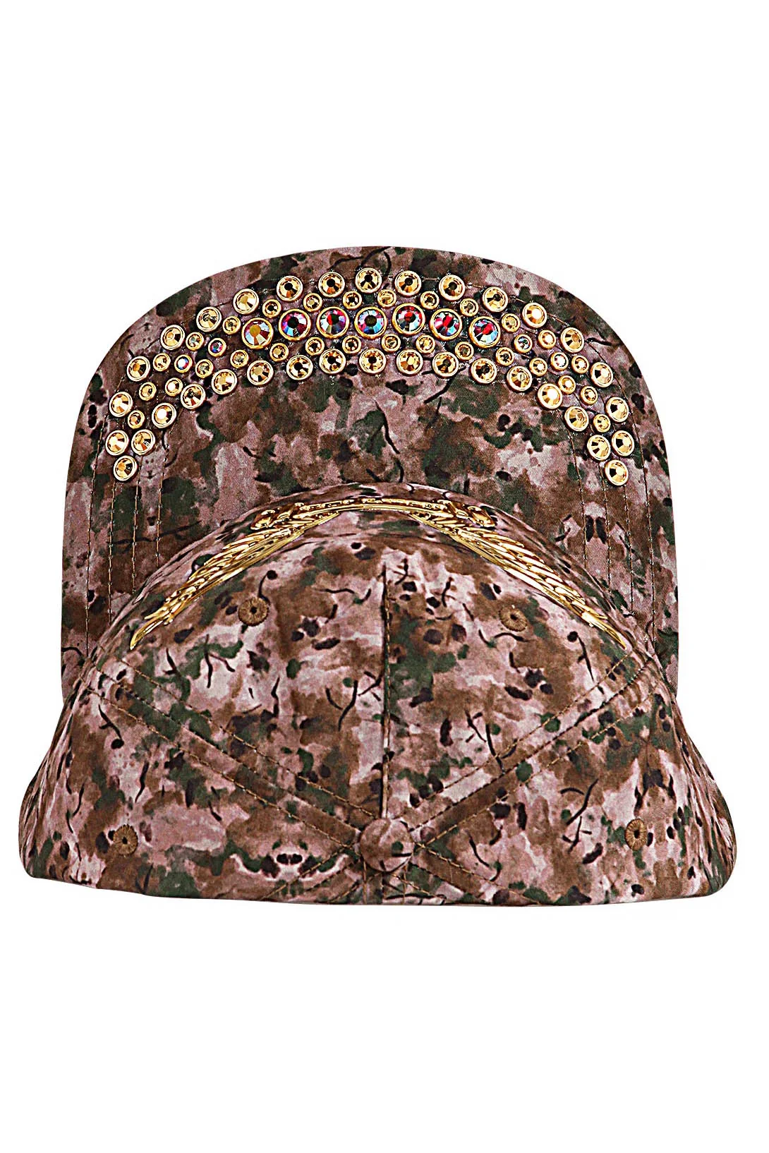 GREEN CAMO SNAPBACK WITH GOLD & RED CRYSTALS - Image 3