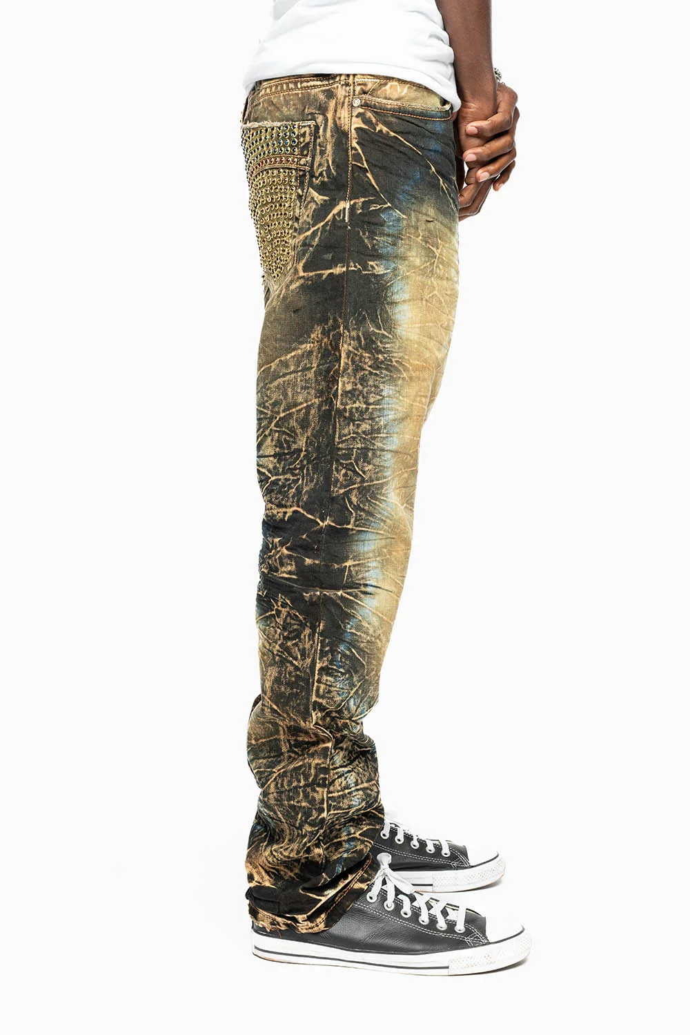 CLASSIC 5 POCKET SLIM LEG JEANS IN 4D DARK PERU WASH FULLY EMBELLISHED POCKETS WITH LARGE CRYSTALS - Image 7