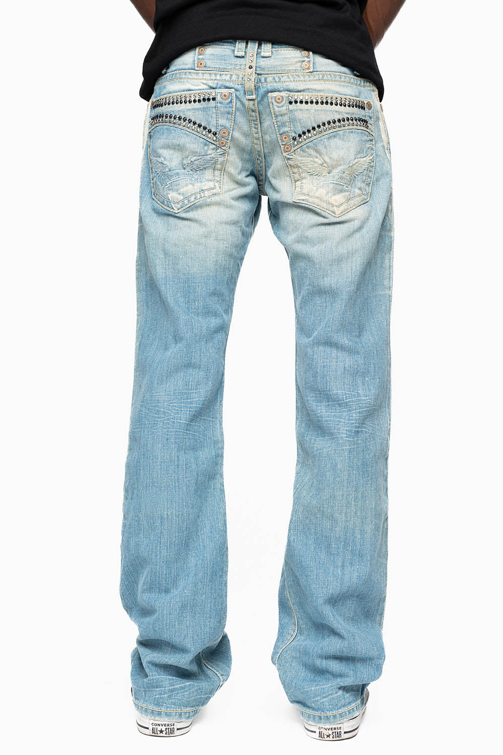 CLASSIC 5 POCKET STRAIGHT LEG JEAN IN LIGHT WASH WITH CRYSTALS - Image 2