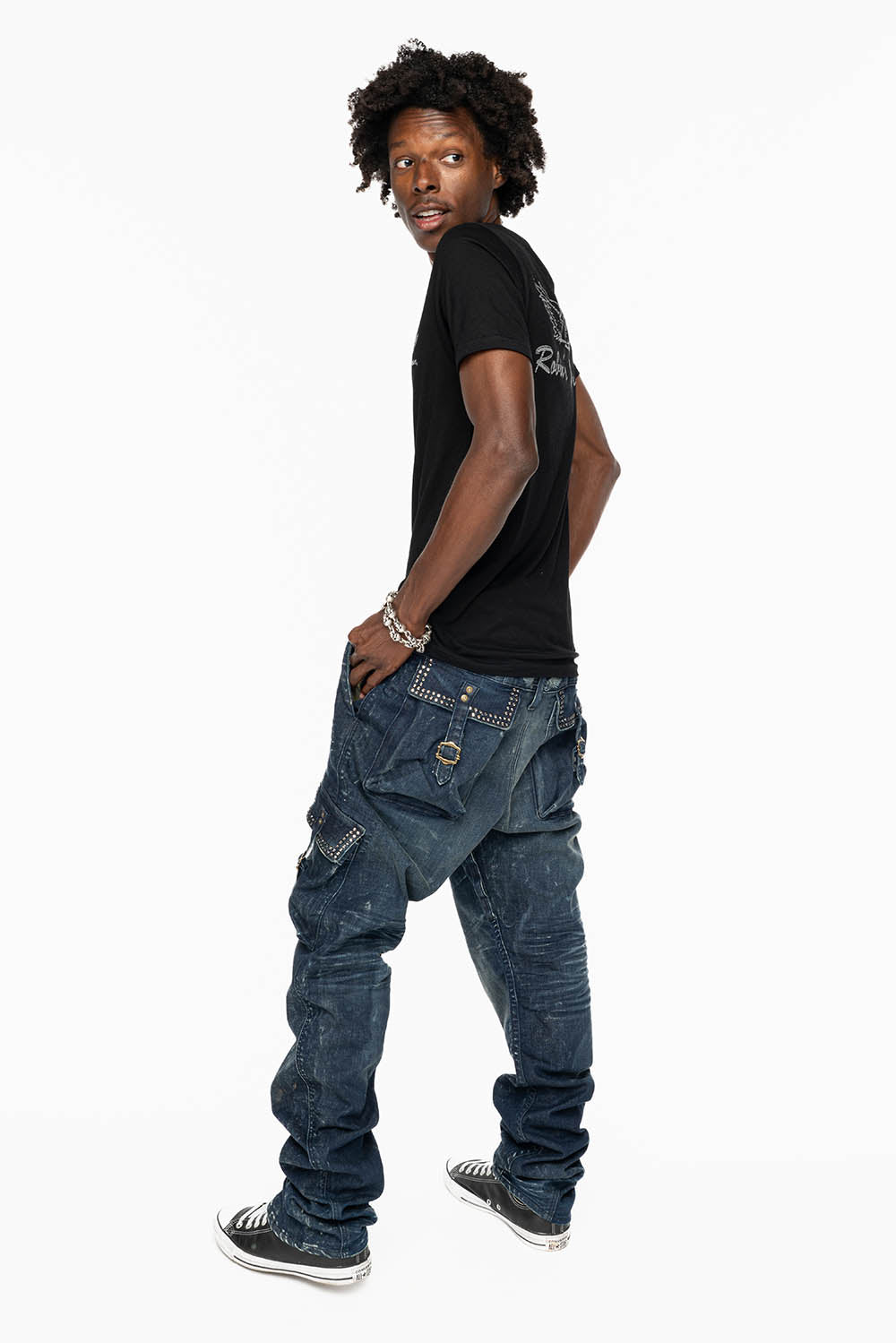 CLASSIC PREDATOR CARGO JEAN IN ALBANY DARK WASH EMBELLISHED WITH CRYSTALS - Image 8