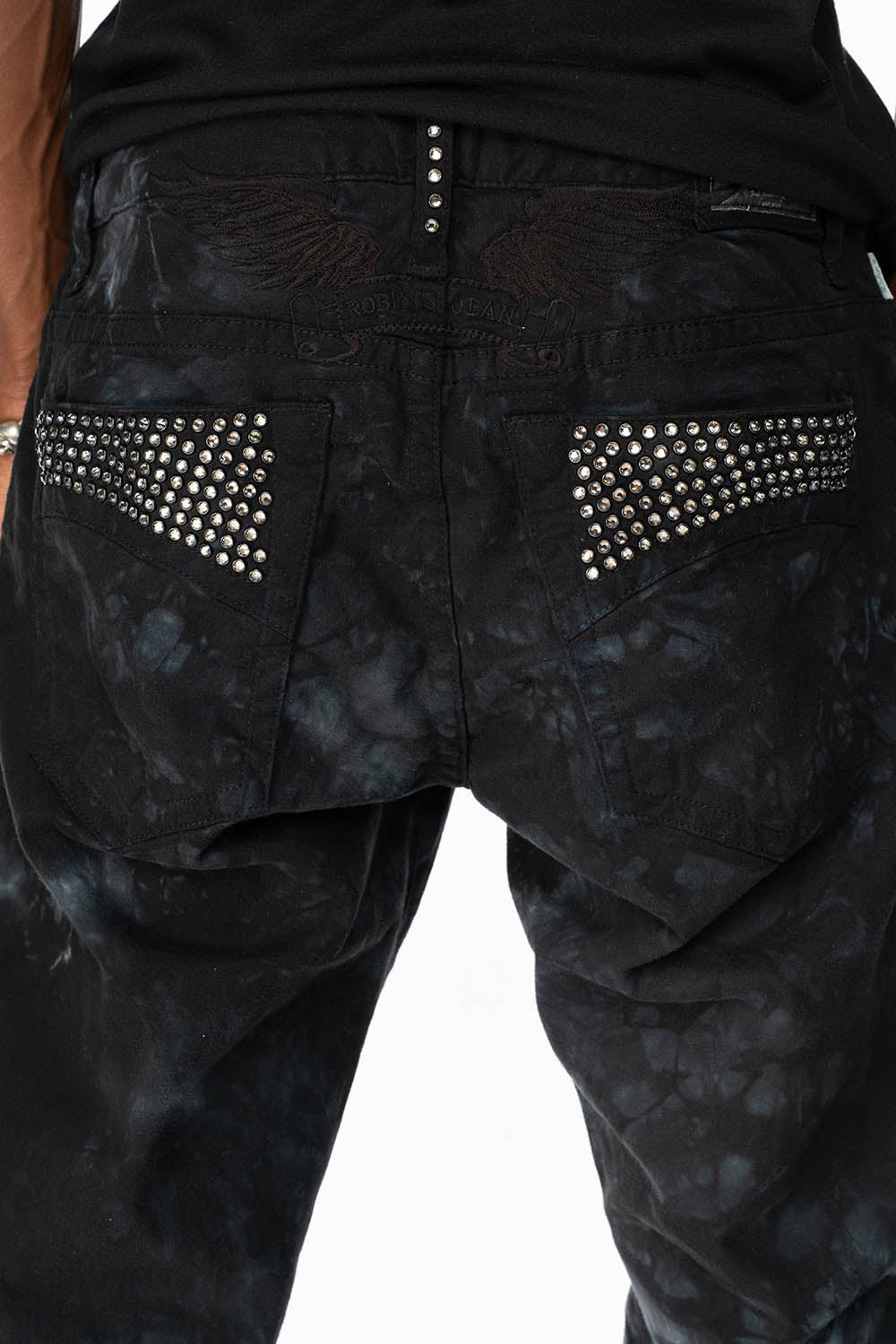 CLASSIC STRAIGHT LEG JEANS IN ASTRO BLACK WASH EMBELLISHED WITH BLK DIAMOND CRYSTALS - Image 2