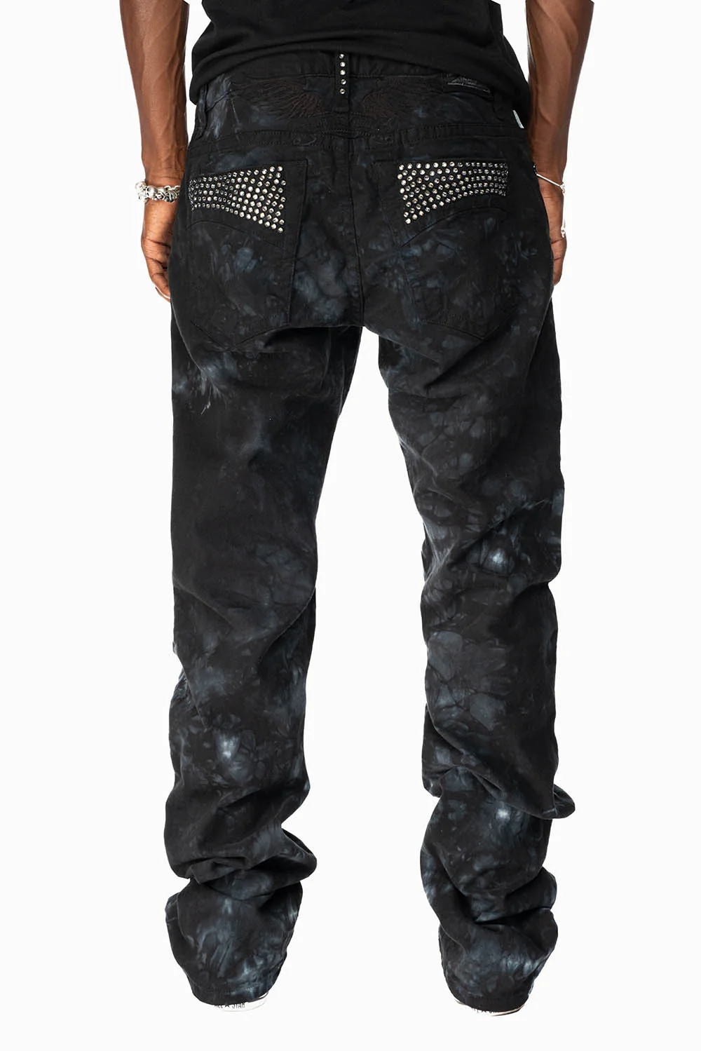 CLASSIC STRAIGHT LEG JEANS IN ASTRO BLACK WASH EMBELLISHED WITH BLK DIAMOND CRYSTALS - Image 5