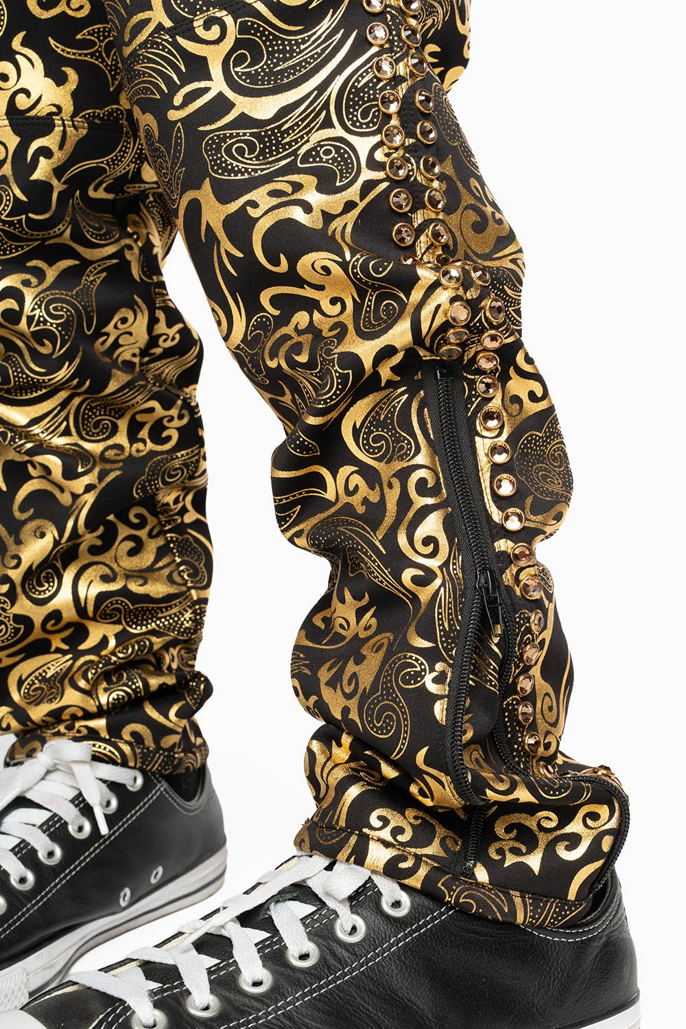CLOUD JOGGER IN GOLD/BLACK PRINT EMBELLISHED WITH LARGE CRYSTALS - Image 13
