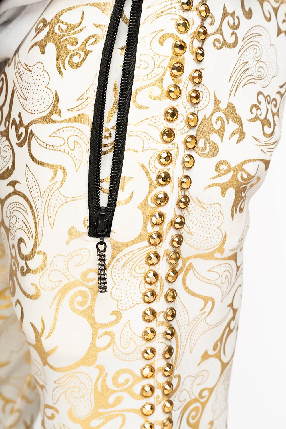 CLOUD JOGGER IN GOLD/WHITE PRINT EMBELLISHED WITH LARGE CRYSTALS - Image 6