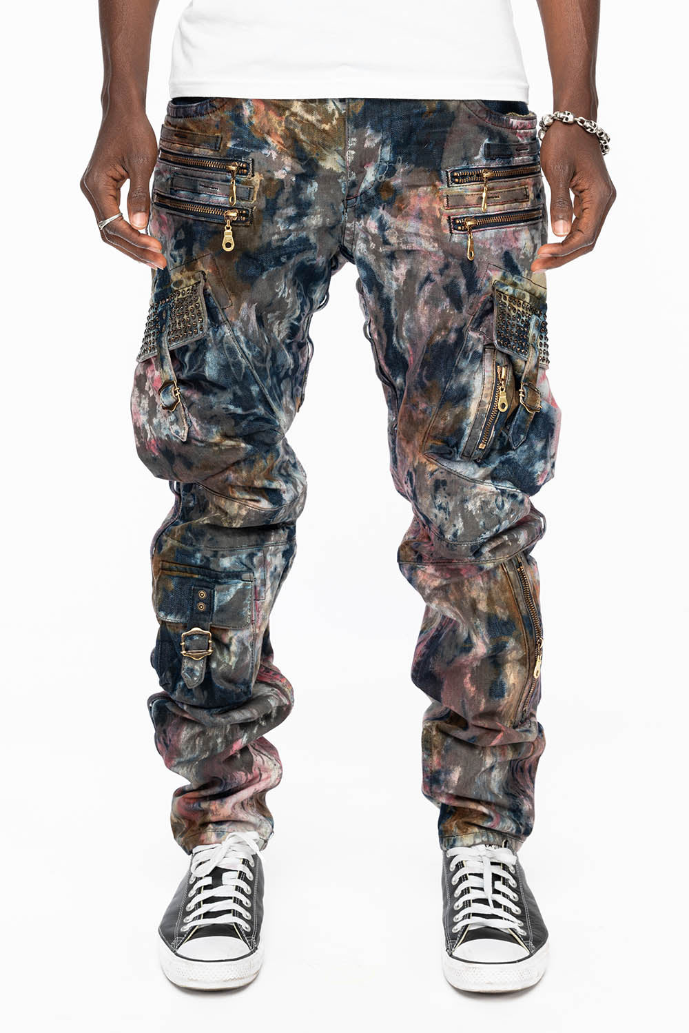 RAPTOR MILITARY STYLE CARGO JEAN IN BABA RED WITH CRYSTALS - Image 2