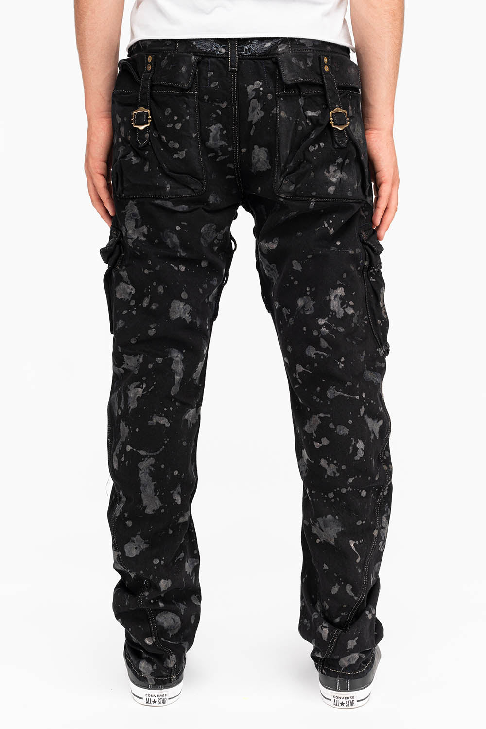 MENS PREDATOR CARGO PANTS IN BLACK RESURRECTION WASH - Image 3