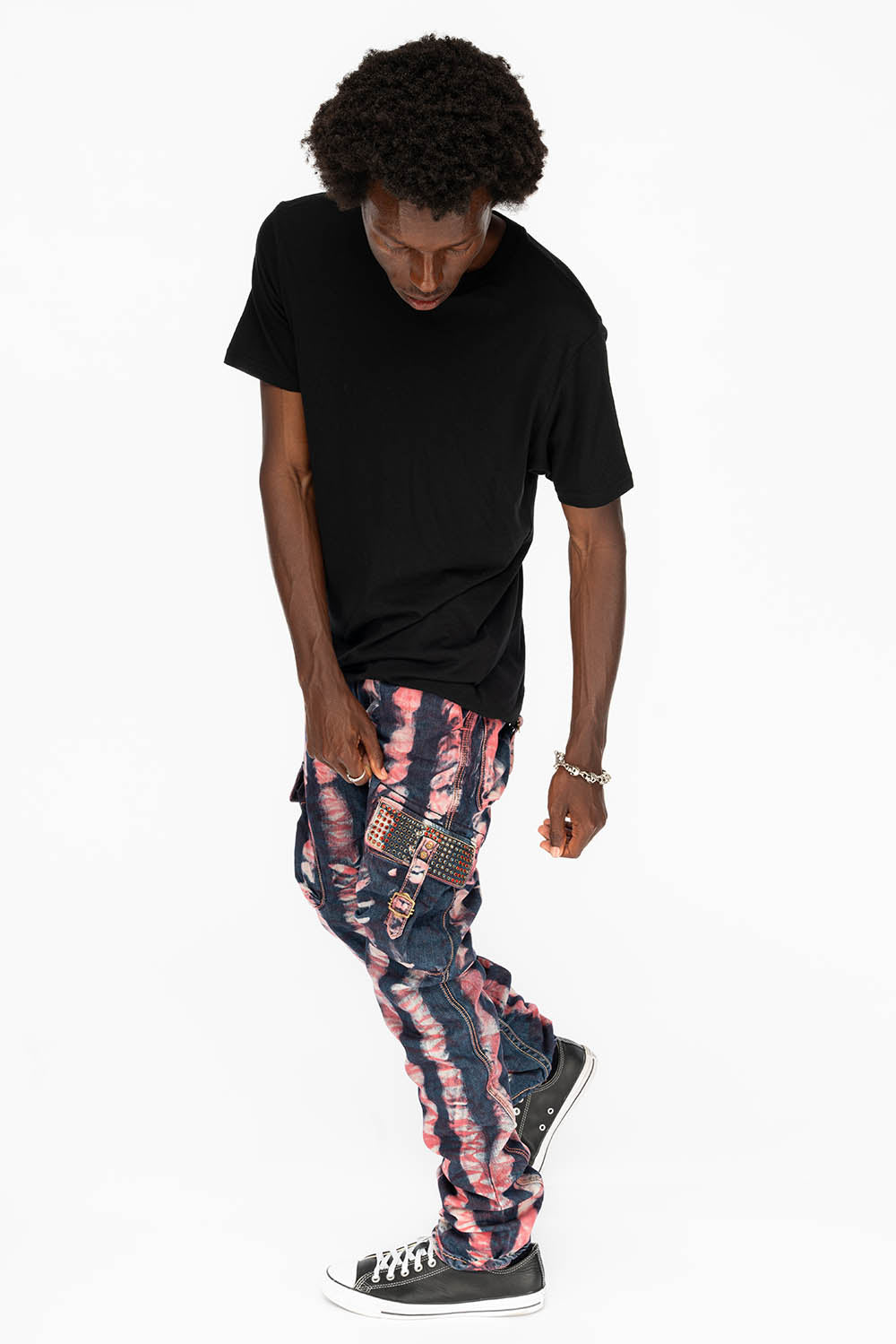 MENS PREDATOR CARGO PANTS WITH CRYSTALS IN PRISONER RED - Image 10