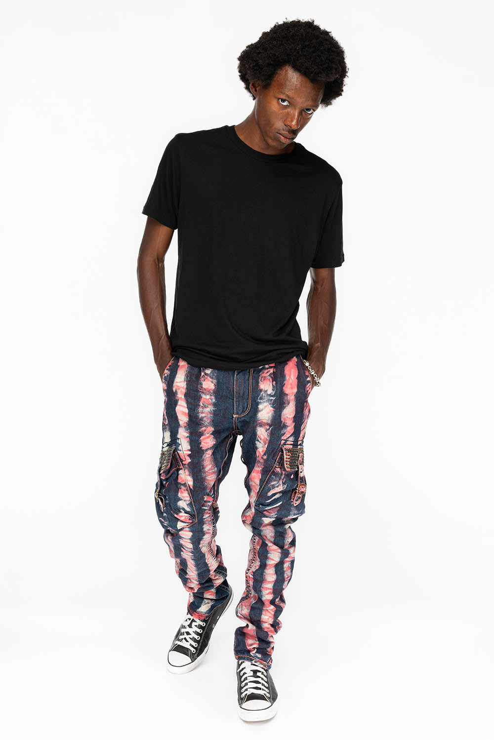 MENS PREDATOR CARGO PANTS WITH CRYSTALS IN PRISONER RED - Image 7