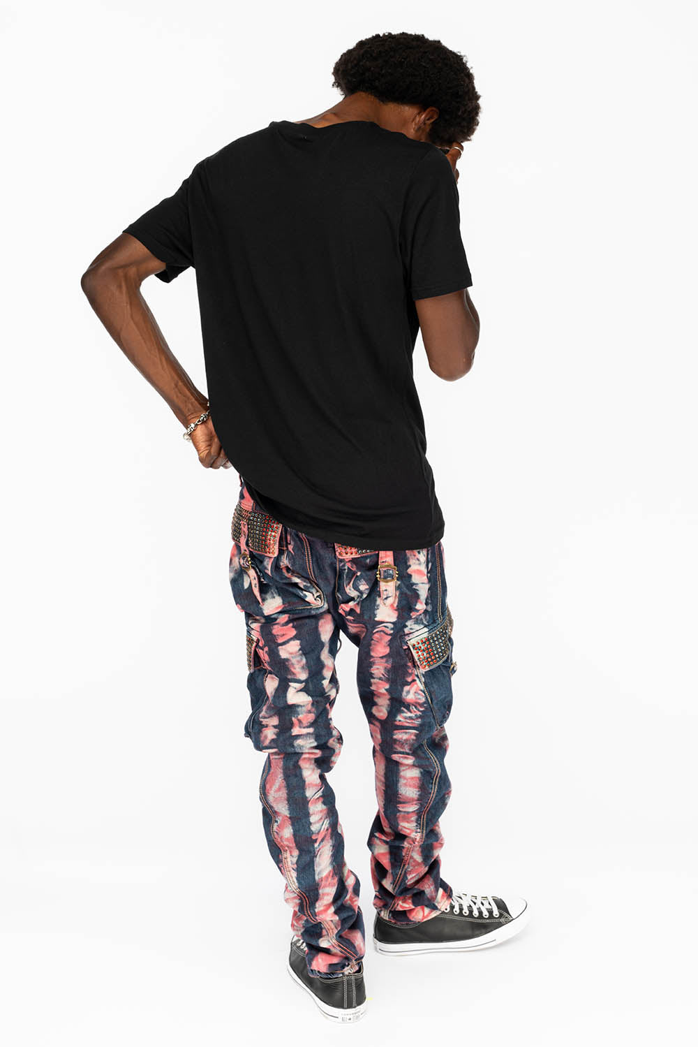 MENS PREDATOR CARGO PANTS WITH CRYSTALS IN PRISONER RED - Image 8