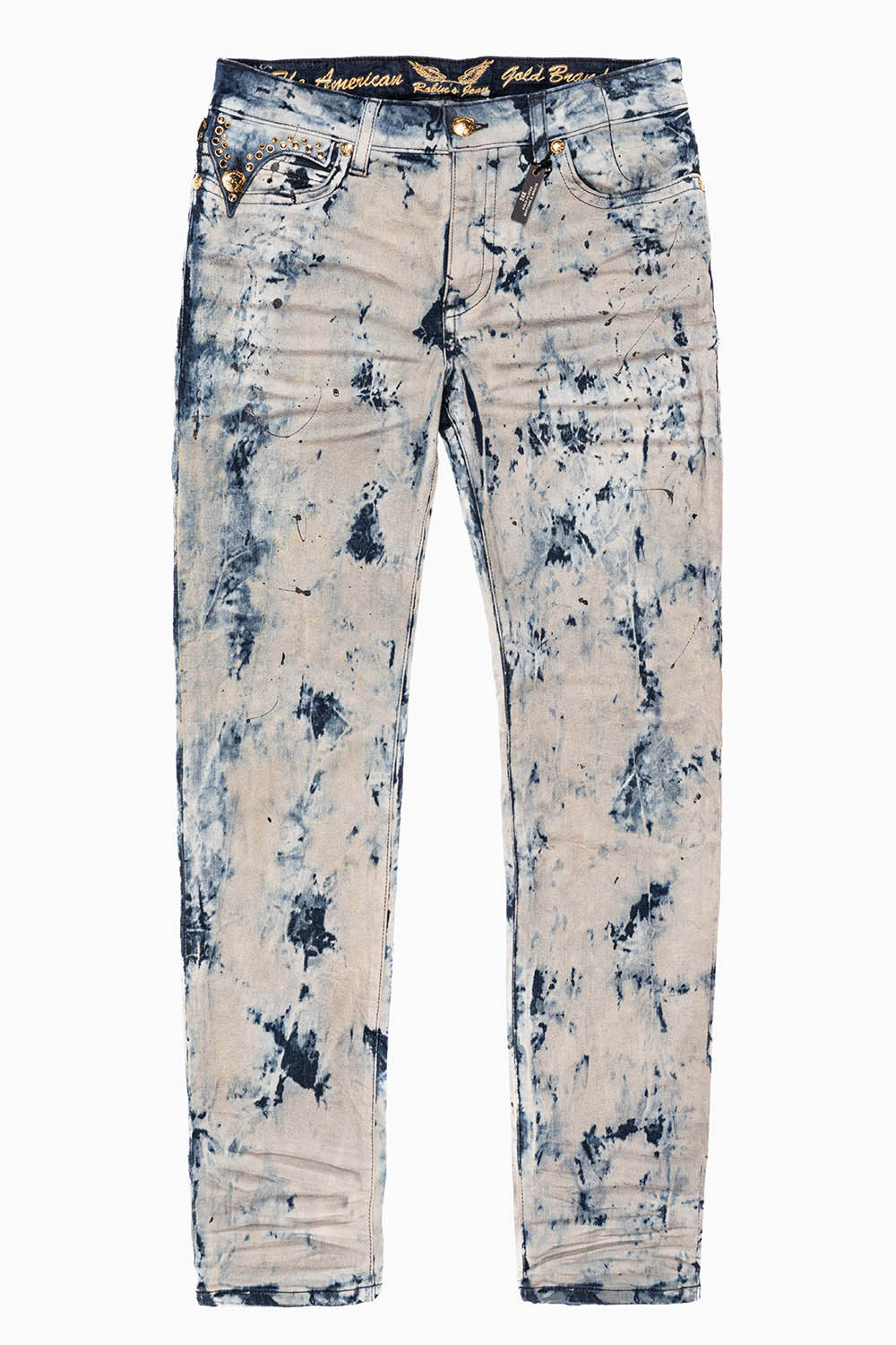 KILLER FLAP MENS SKINNY JEANS IN FROZEN WASH WITH EMBELLISHED  SMOKY TOPAZ CRYSTALS - Image 7