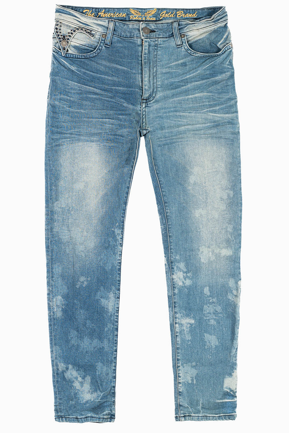 KILLER FLAP MENS SKINNY JEANS IN ODESSA VINTAGE MEDIUM WASH WITH MONTANA CRYSTALS - Image 2