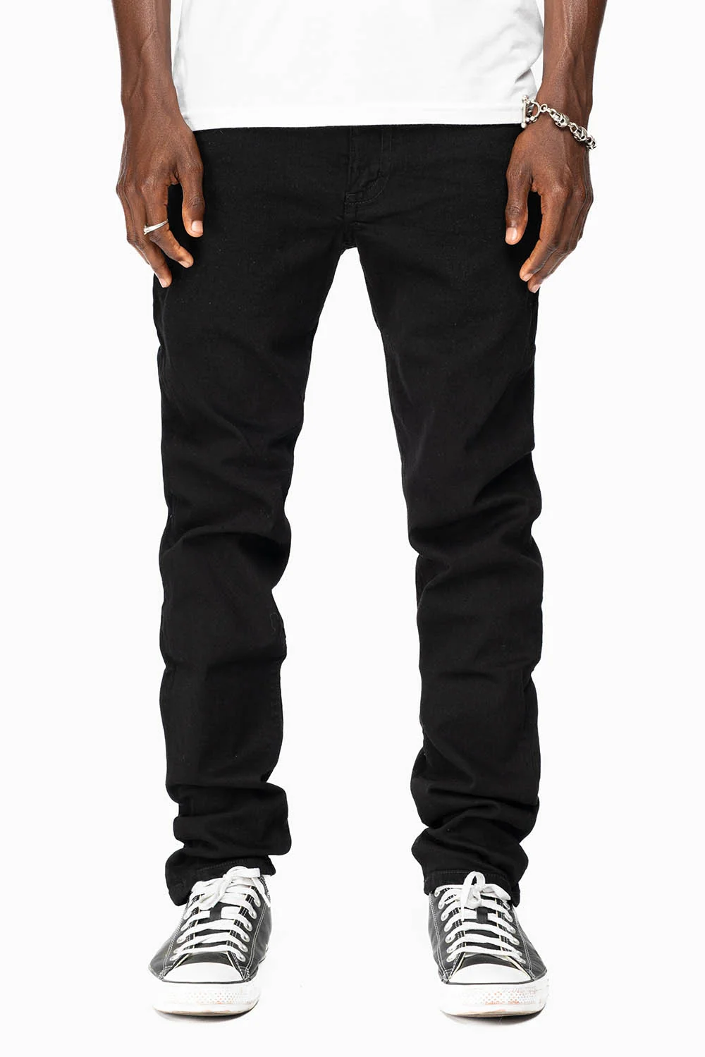 KILLER FLAP MENS SKINNY JEANS IN PURE BLACK   FULLY EMBELLISHED JET BLK CRYSTALS - Image 6