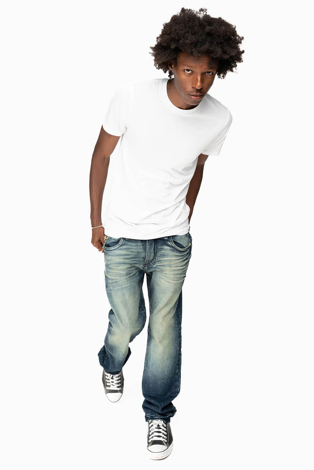 KILLER FLAP MENS STRAIGHT LEG JEAN IN 4D DARK BLUE WASH EMBELLISHED WITH CRYSTALS - Image 4
