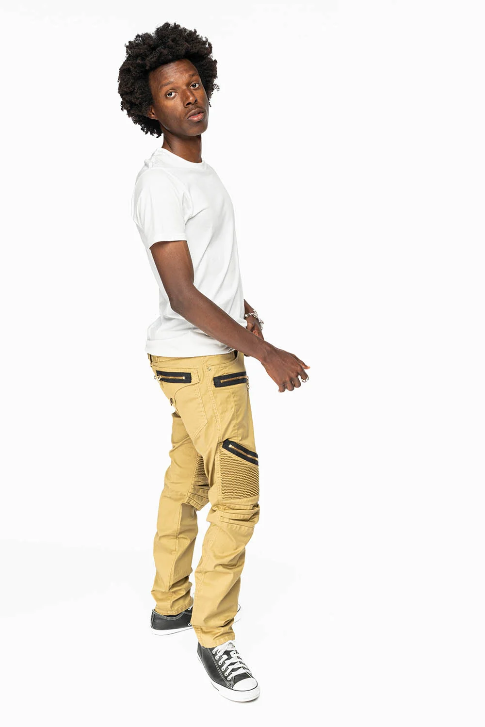 LONG FLAP BIKER IN GOLD DY FABRIC - Image 3