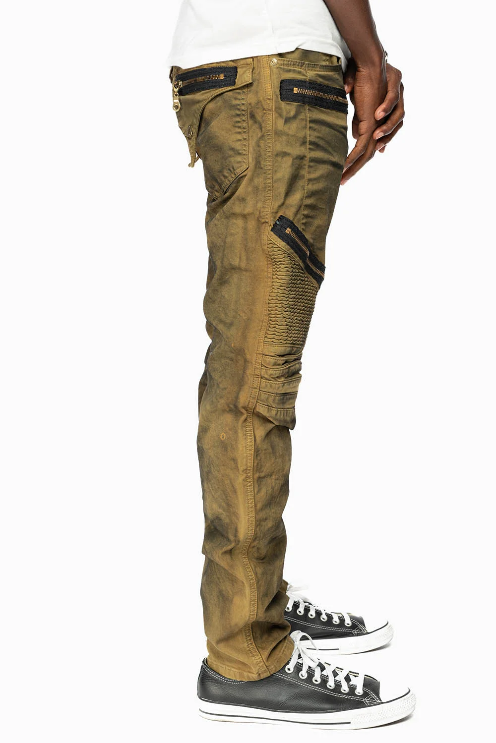 LONG FLAP BIKER IN SUPER NATURAL OLIVE WASH - Image 4