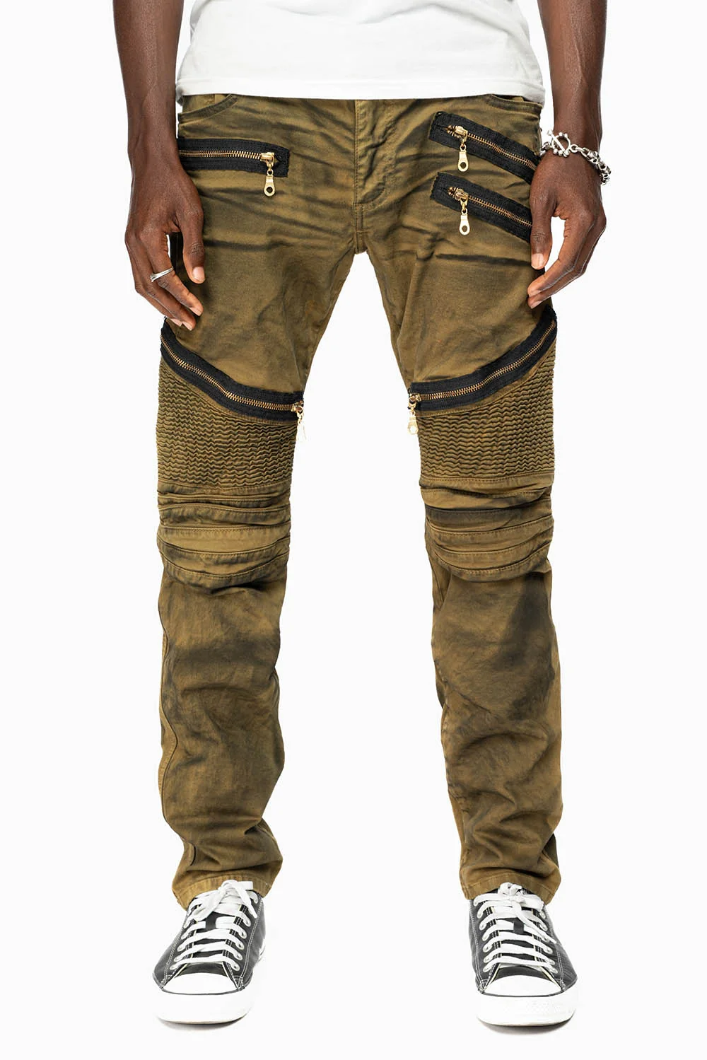 LONG FLAP BIKER IN SUPER NATURAL OLIVE WASH - Image 5