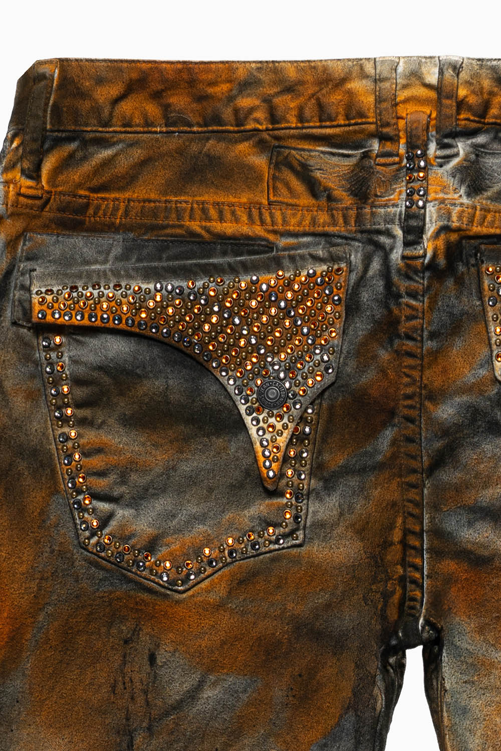 LONG FLAP SLIM FIT MENS JEANS  IN VENUS WASH WITH FULL FLAP CRYSTALS - Image 2