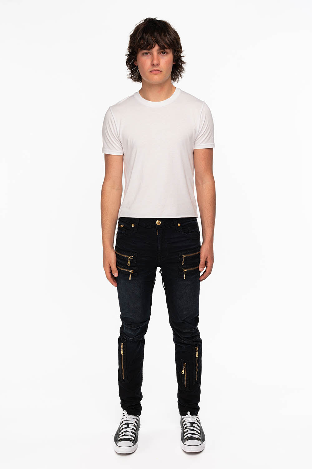 NEW BIKER IN F_UP BLACK WITH GOLD EMBROIDERED O.E SCRIPT - Image 4