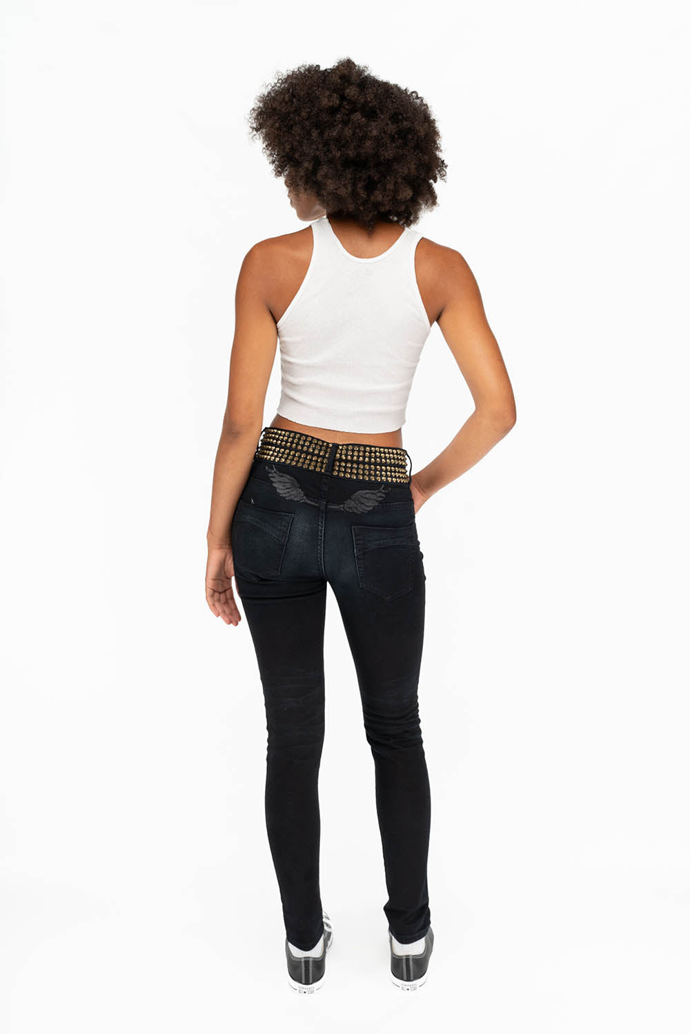 ROBIN'S DOUBLE WAIST SKINNY WITH SPIKES IN F-UP BLACK - Image 6