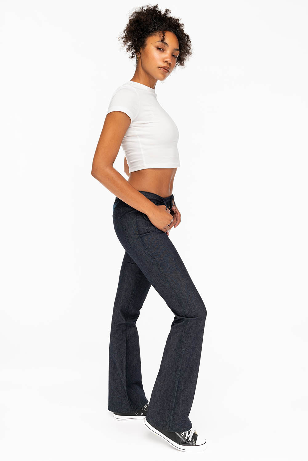 WOMENS MILITARY STYLE BOOT LEG JEANS IN RAW - Image 5