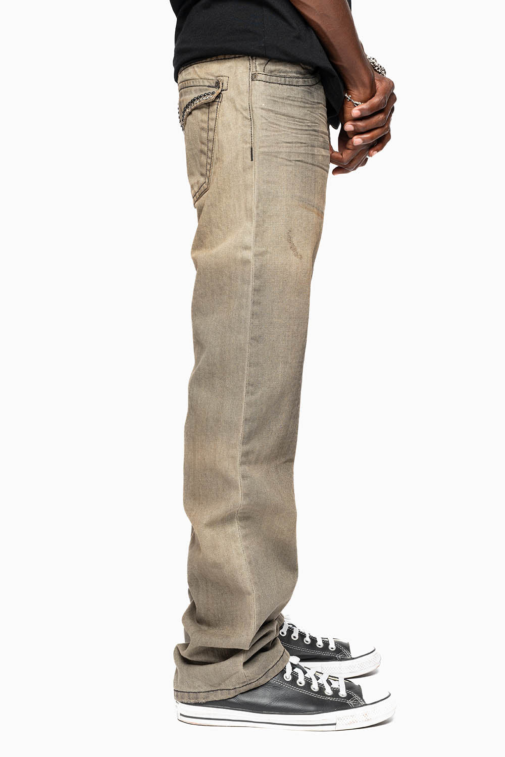 MENS LONG FLAP GARAGE WASH JEANS  EMBELLISHED WITH CRYSTALS - Image 4
