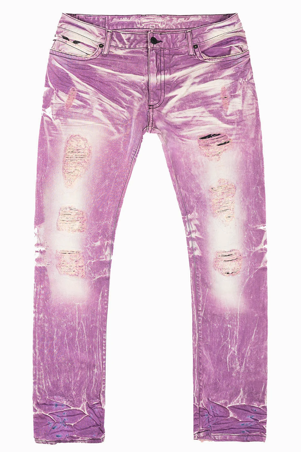 MENS LONG FLAP SLIM JEANS IN MONTECITO DESTROY WASH EMBELLISHED WITH  CRYSTALS - Image 2