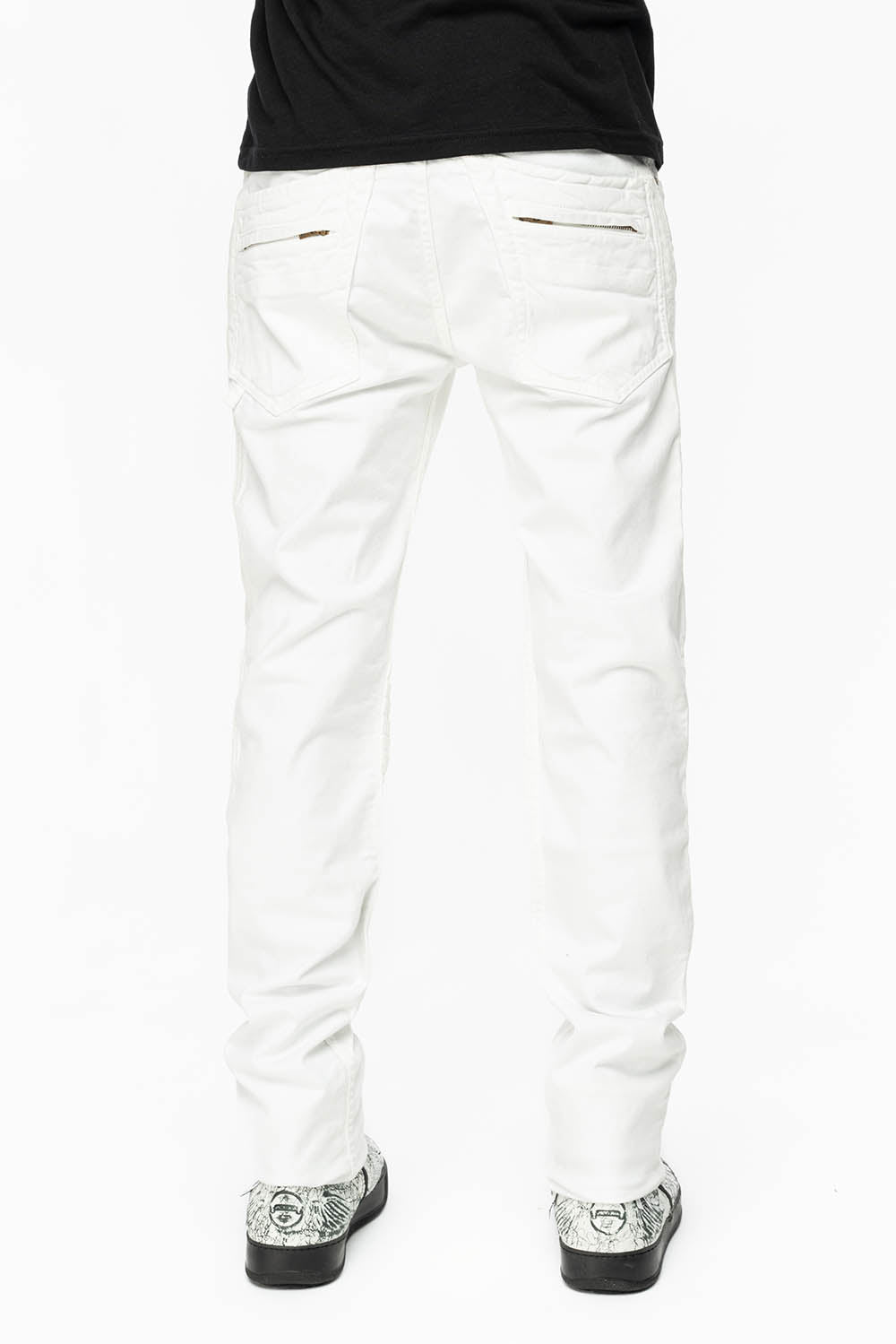 MENS MOTO BIKER JEANS IN WHITE - Image 5