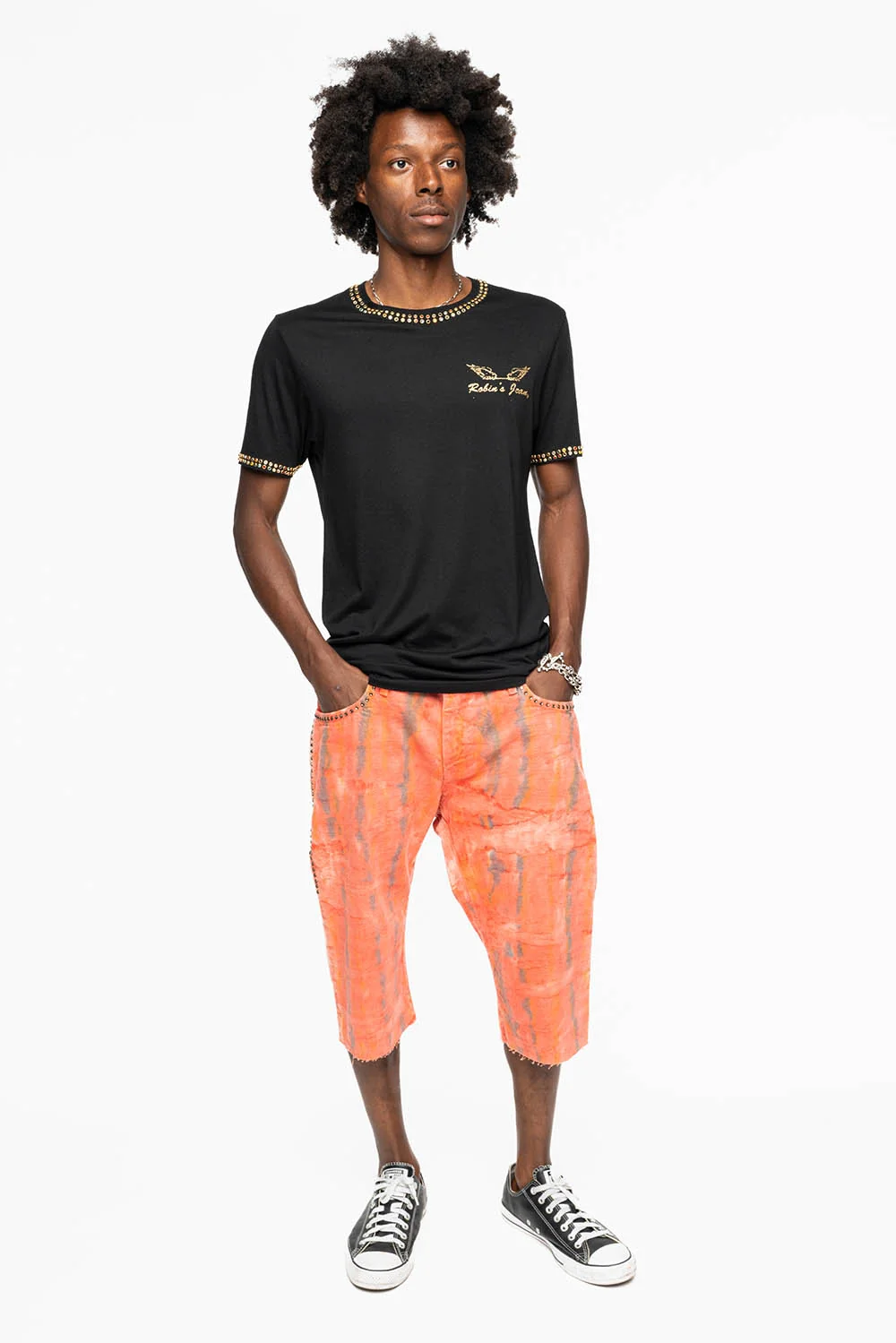 MENS SHORT WITH FLAP POCKETS IN DUBLIN WASH WITH SMOKEY TOPAZ CRYSTALS - Image 8