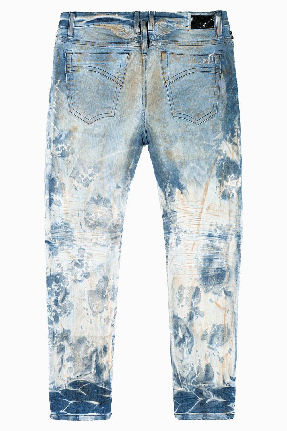 MENS SKINNY JEANS IN JOSEPH INDIGO WASH WITH TONAL WING EMBROIDERY - Image 2