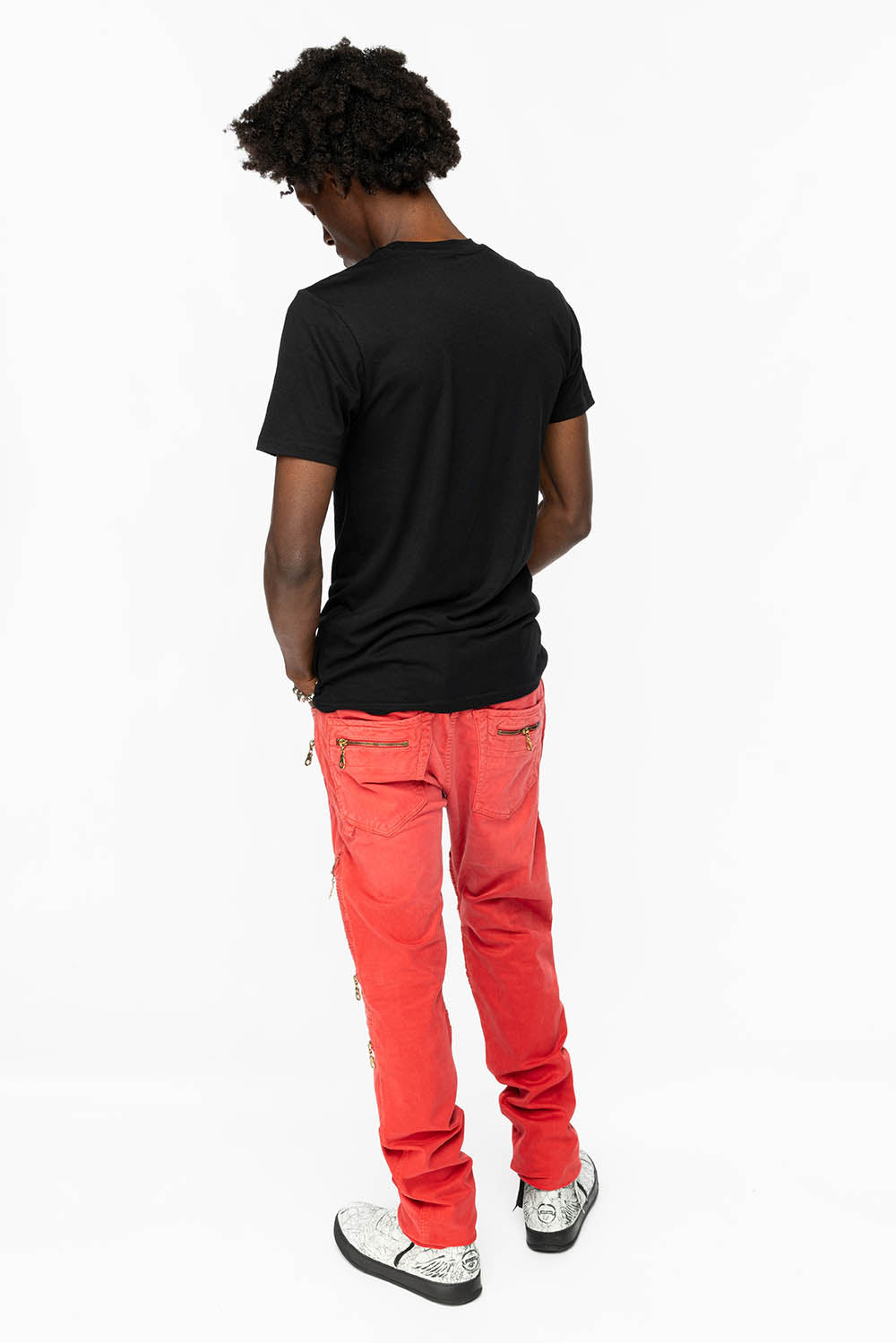 MENS THE SHOW BIKER JEANS IN SULFUR RED WASH - Image 5
