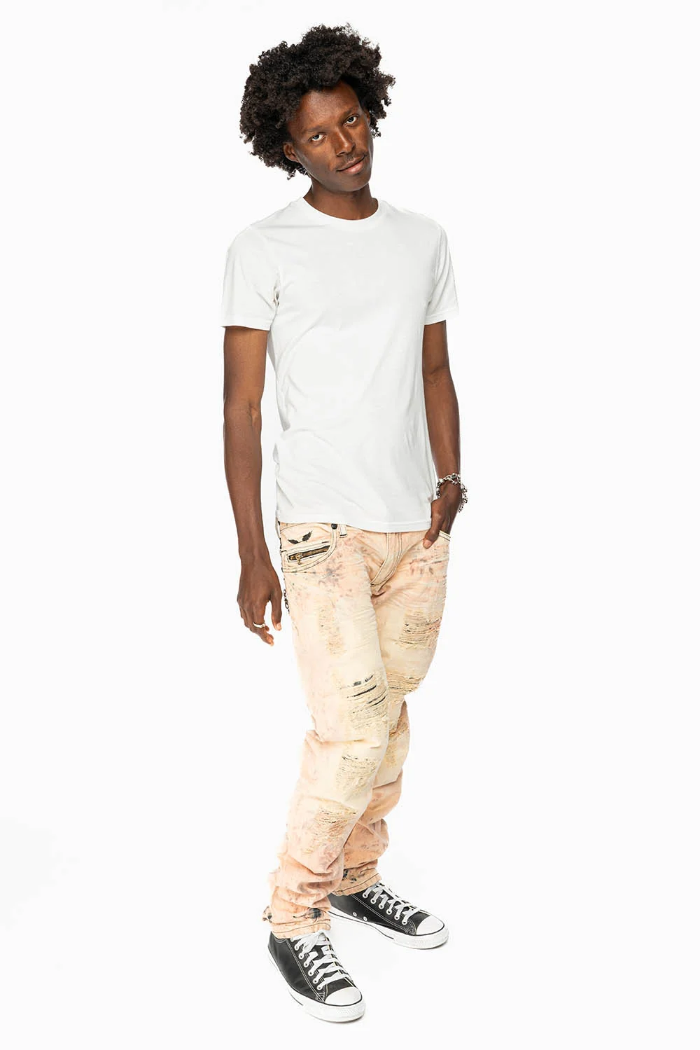MINI FLAP MENS SLIM JEANS IN JULIETTE DESTROY BROKEN REPAIR WASH WITH CRYSTALS AND STUDS - Image 7