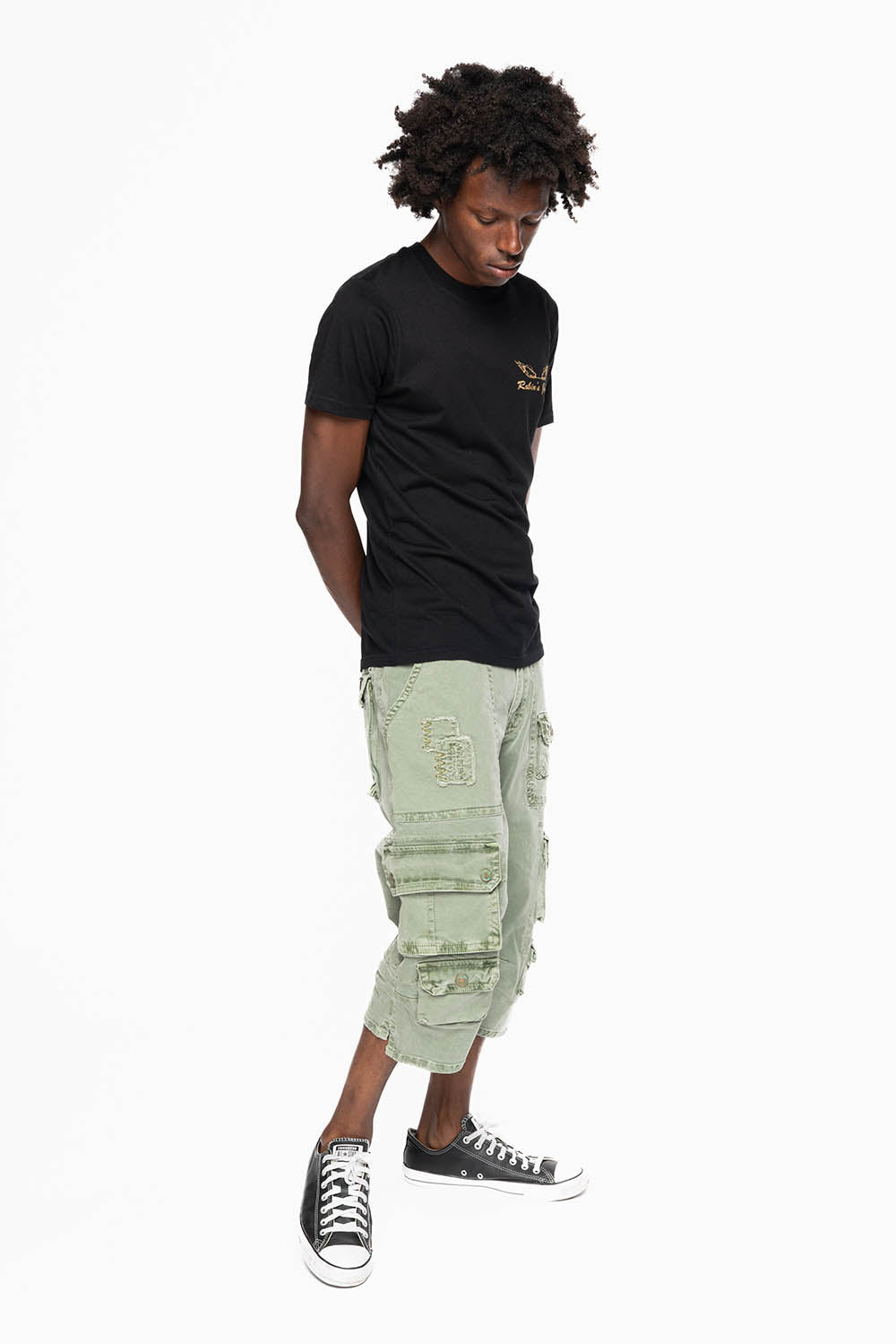 ORIGINAL ROBIN’S JEAN CALL OF DUTY CARGO SHORT IN GREEN ARMY - Image 6