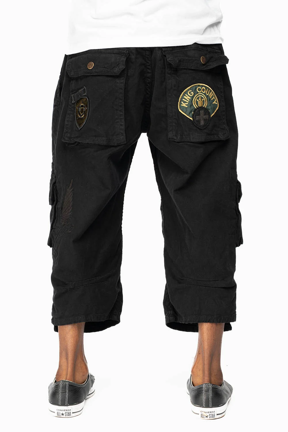 ORIGINAL ROBIN’S JEAN CALL OF DUTY CARGO SHORT IN PURE BLK WITH PATCH - Image 5