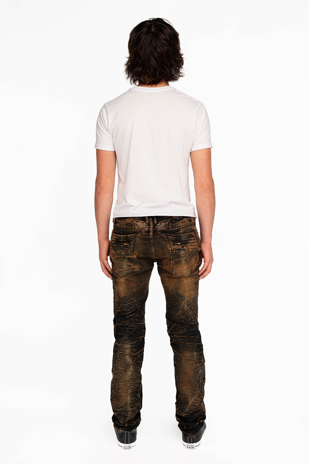 MOTO BIKER MEN'S SLIM STRAIGHT LEG EANS IN 4D DARK OXIDO - Image 5