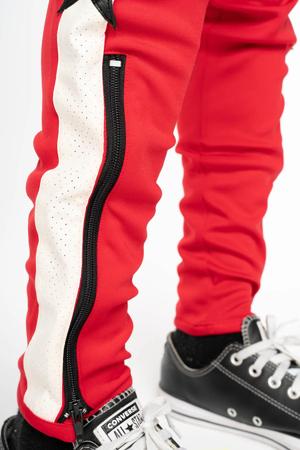 RED JOGGER WITH WHITE STRIPE AND PATCHWORK - Image 8
