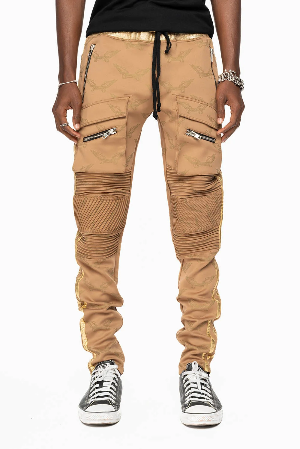 ROBIN’S MONOGRAM JOGGER IN KHAKI AND GOLD - Image 4