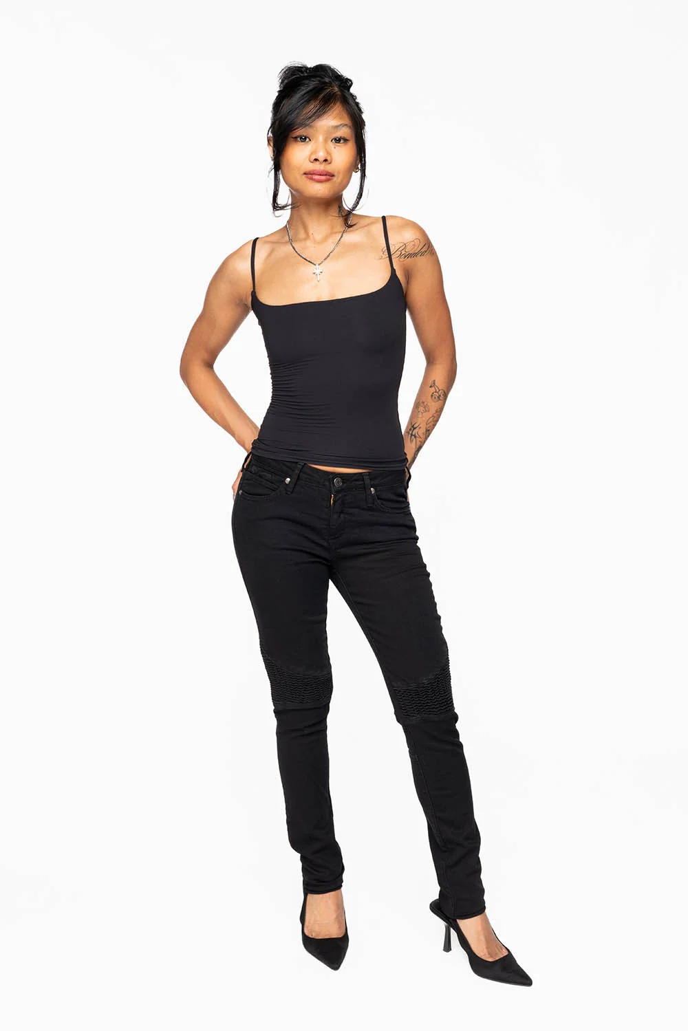ROBIN'S BIKER WOMENS JEANS IN PURE BLACK