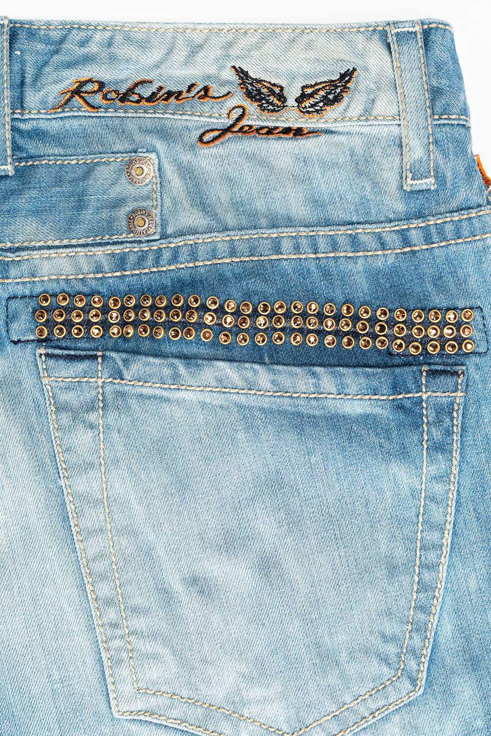 ROBIN'S EASY RIDER SHORTS IN AQUARAMA DARK WASH EMBELLISHED WITH CRYSTALS - Image 2