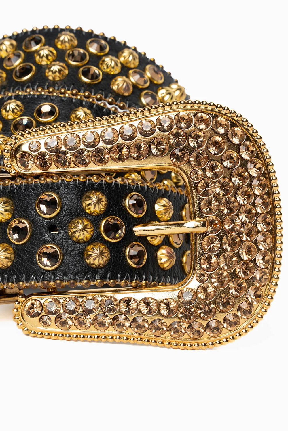 ROBIN'S JEAN BLK LEATHER BELT WITH AURUM CRYSTALS & PARACHUTE STUDS - Image 2