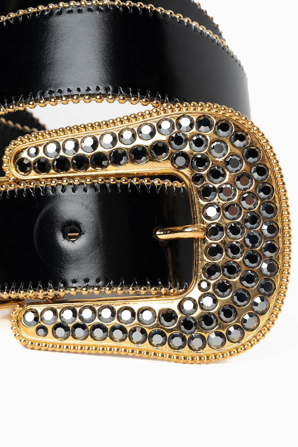 ROBIN'S JEAN BLK LEATHER BELT WITH BLK DIAMOND CRYSTALS - Image 2