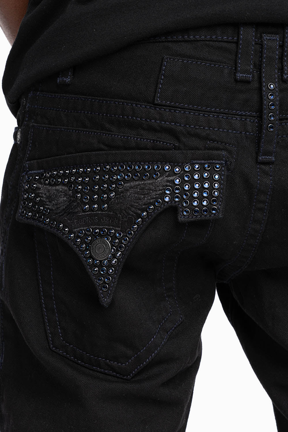 ROBIN'S JEANS IN BLACK WASH WITH BLUE MONTANA CRYSTALS - Image 2
