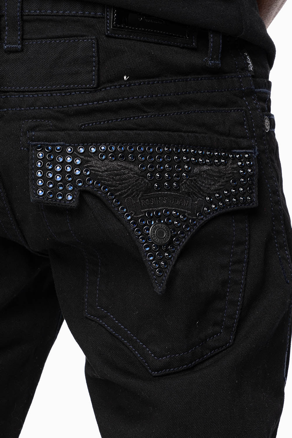 ROBIN'S JEANS IN BLACK WASH WITH BLUE MONTANA CRYSTALS - Image 3