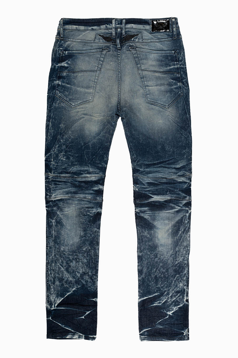 ROBINS MILITARY INSPIRED BIKER JEANS IN BLUE 4D DARK WASH - Image 2