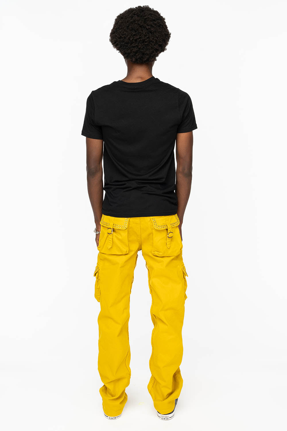 ROBINS NEW MILITARY STYLE CARGO PANTS IN MUSTARD WITH CITRINE CRYSTALS - Image 6
