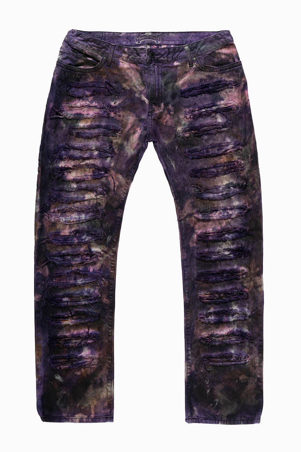 ROBIN'S NEW VINTAGE EDITION RIPPED JEANS WITH  CRYSTALS IN PAOLO PURPLE WASH